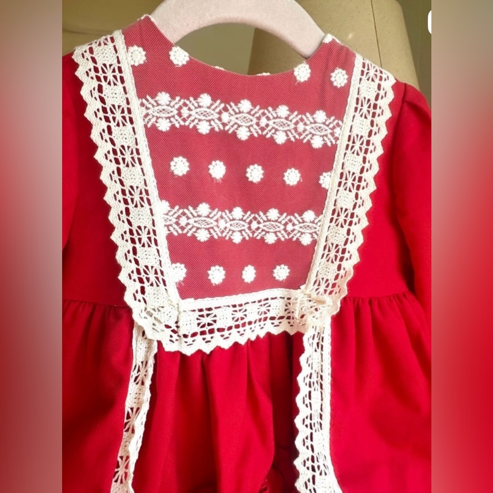 New Red Dress with Lace Trim - Picture 2 of 5